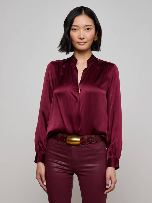 BIANCA BAND COLLAR BLOUSE - DK PORT
