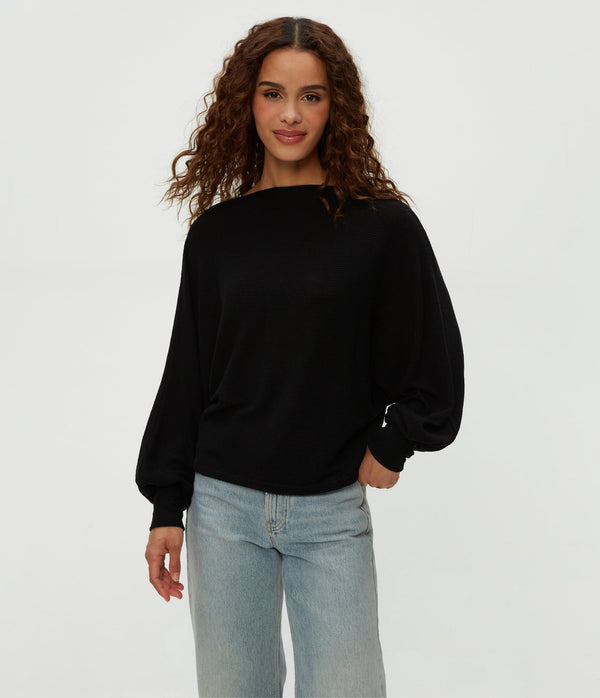 ROXY BALLOON SLEEVE TOP - BLK