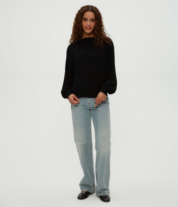 ROXY BALLOON SLEEVE TOP - BLK