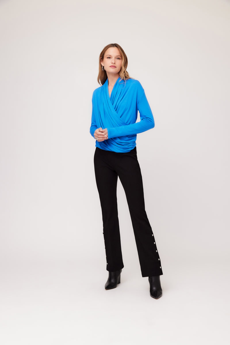 BLOUSON WRAP TOP - BLUE