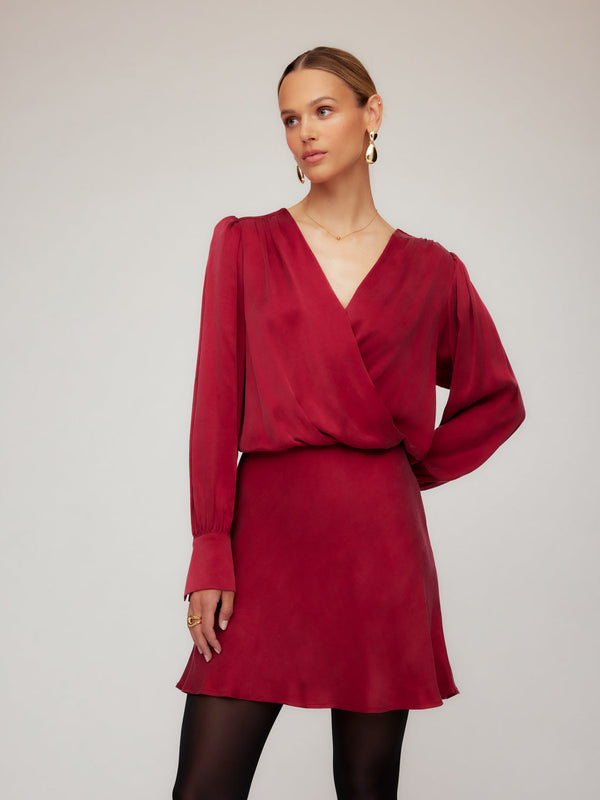 DENISE DRAPE FRONT DRESS - BRICK