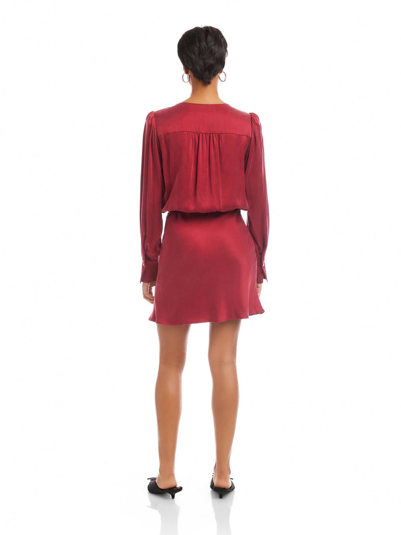 DENISE DRAPE FRONT DRESS - BRICK