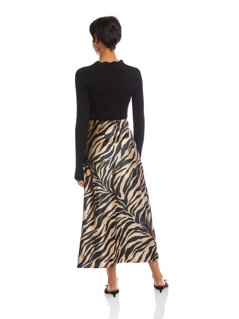 EVY SIDE SLIT VELVET BIAS SKIRT