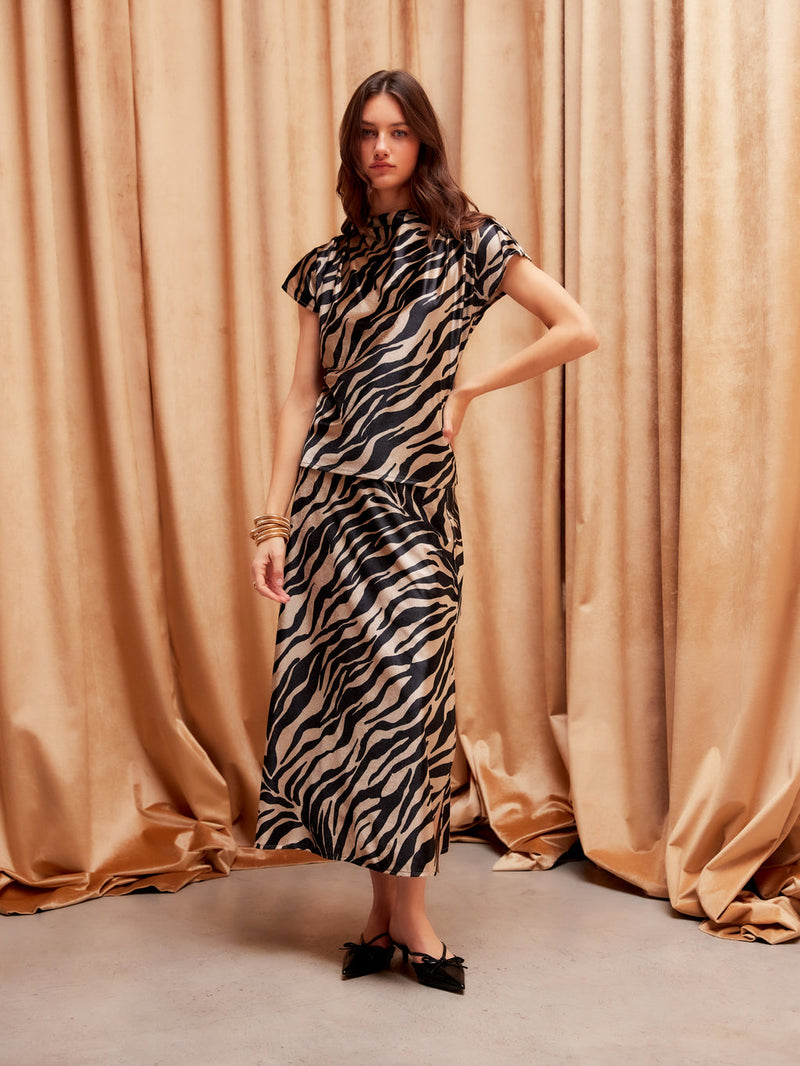 EVY SIDE SLIT VELVET BIAS SKIRT