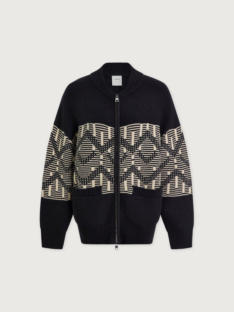 LINNEA FAIRISLE KNIT JKT - BLK