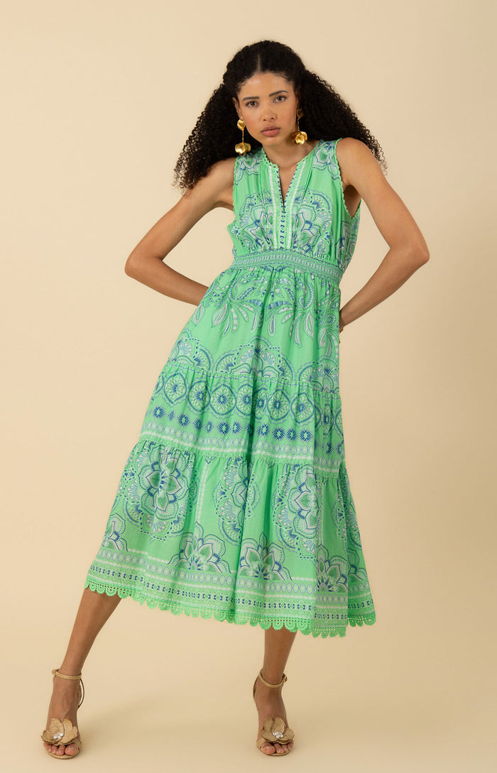 SLEEVELESS MIDI DRESS-GREEN