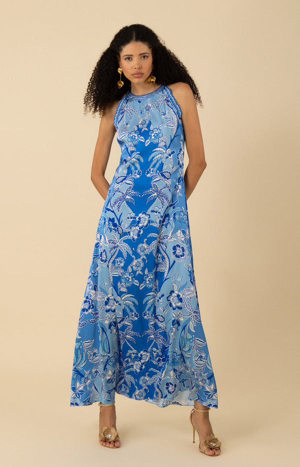 HALTER MAXI DRESS-NAVY