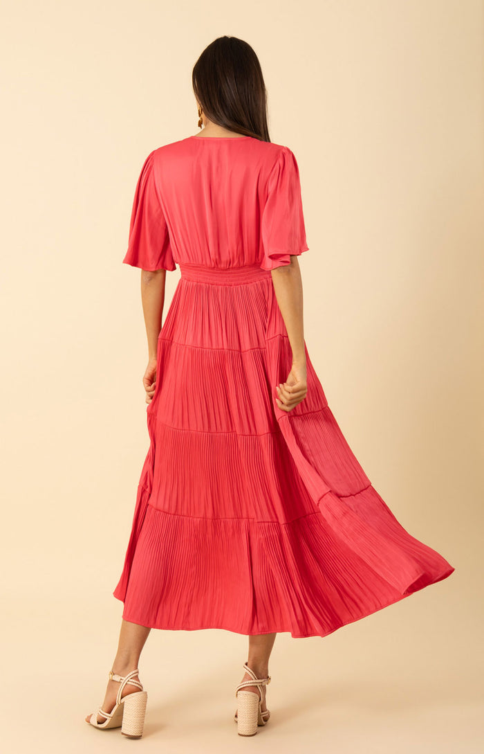 ANGIE V-NECK DRESS - PINK