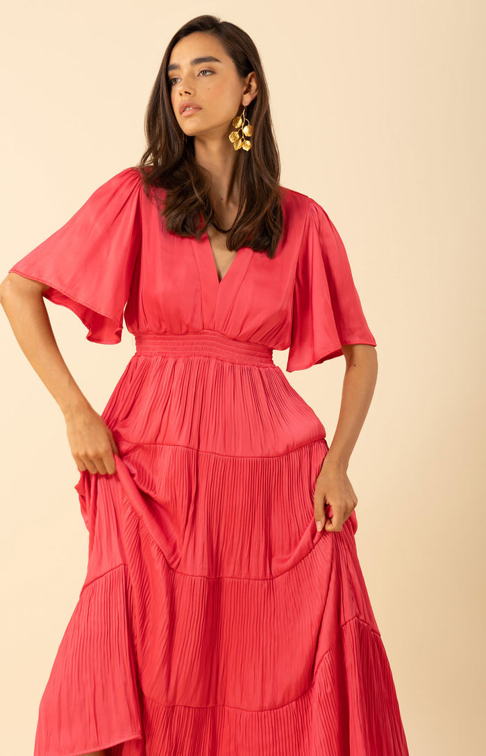 ANGIE V-NECK DRESS - PINK