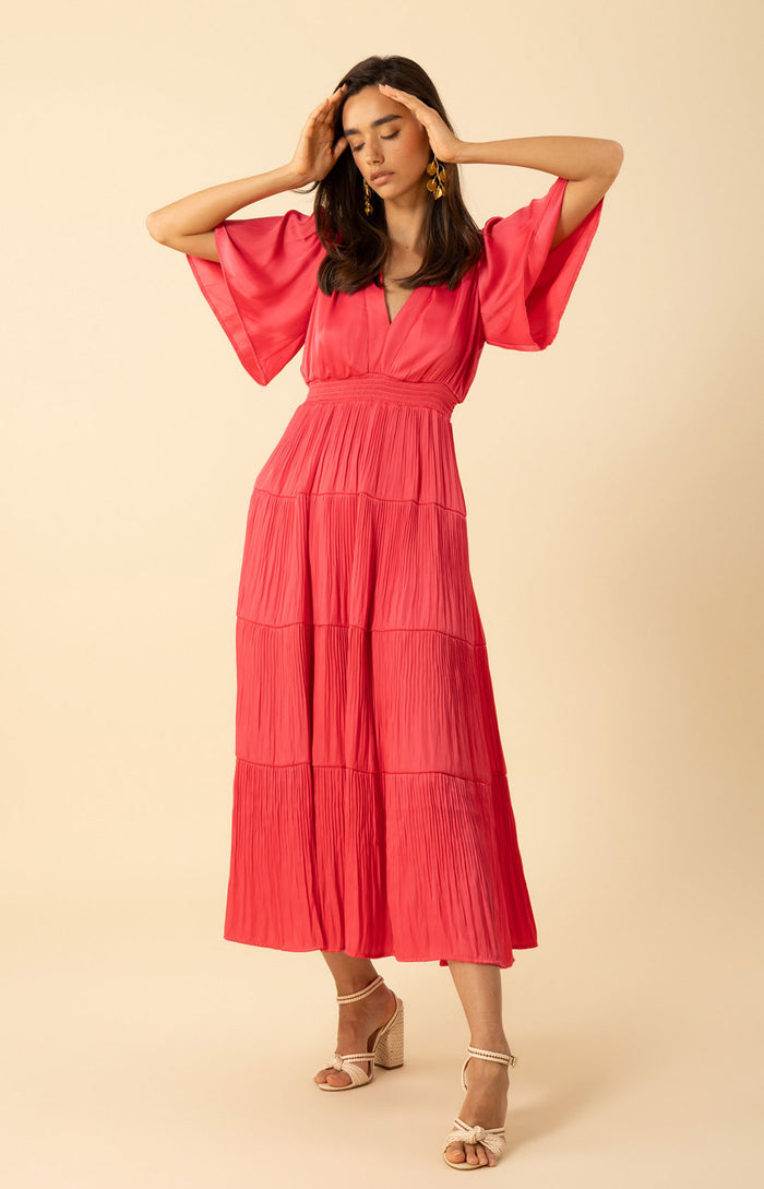 ANGIE V-NECK DRESS - PINK