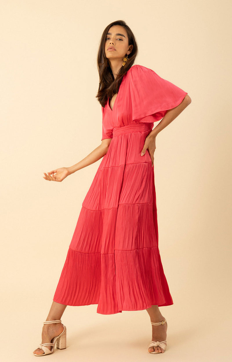 ANGIE V-NECK DRESS - PINK