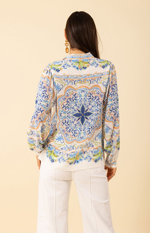 KINSLEE BUTTON DOWN TOP - IVORY