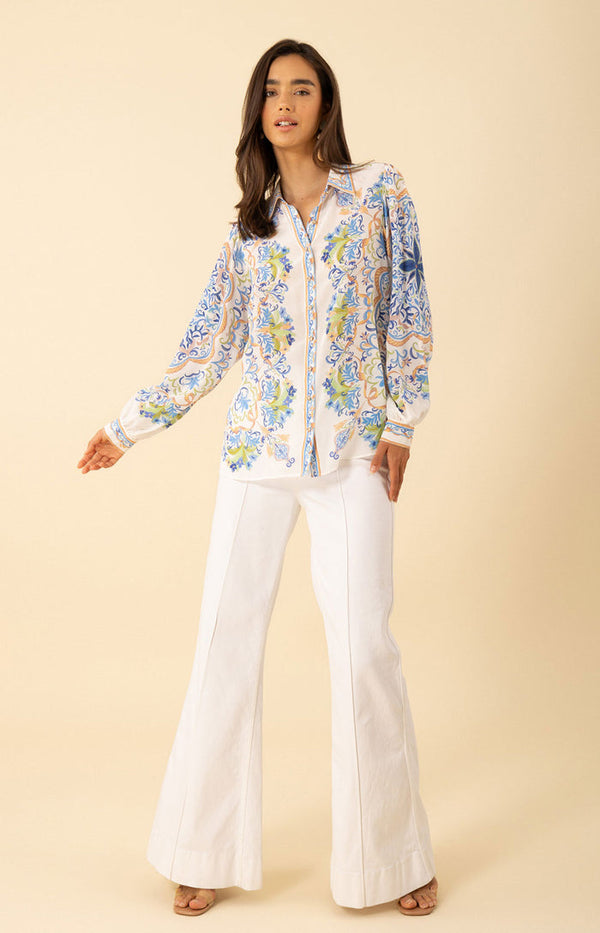 KINSLEE BUTTON DOWN TOP - IVORY