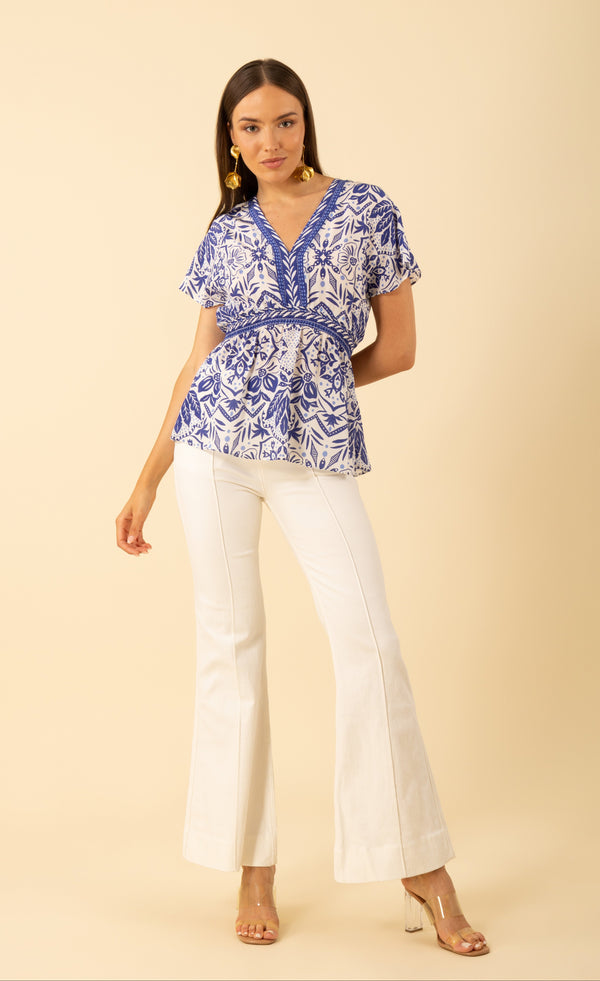 PERSEPHONE V NECK- TOP - BLUE