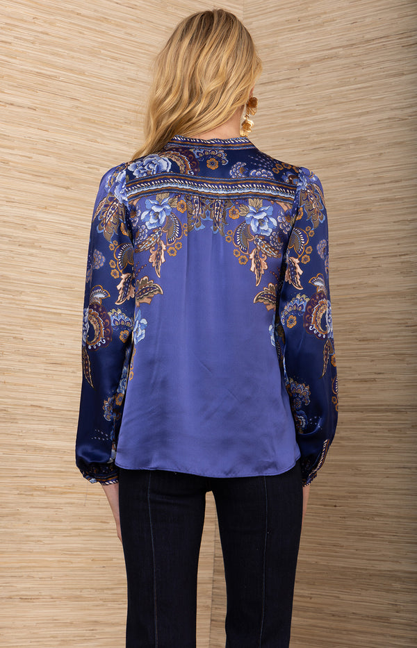 BRYLEE SILK BLOUSE - NAVY