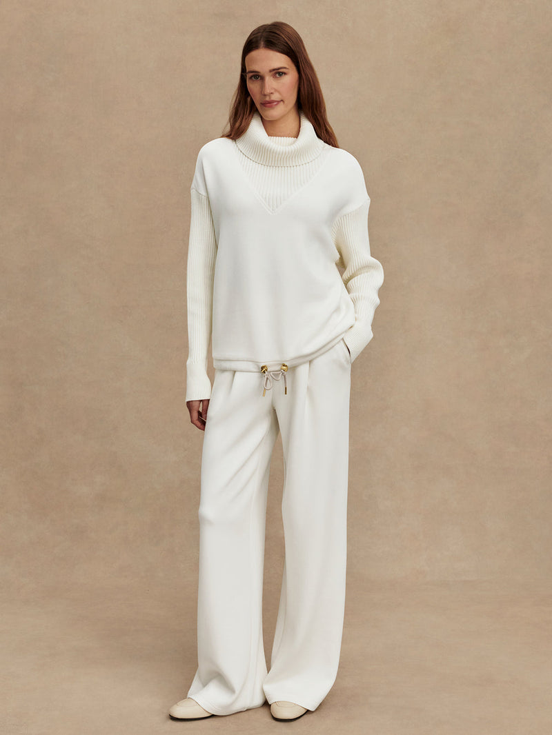 HANNAH COWL NECK SWEAT - EGRET