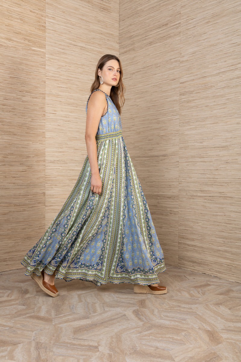 linen dress halter Women's Linen Maxi Dress White