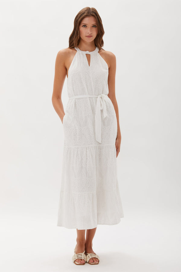 HATHAWAY EMBROIDERED HALTER MAXI DRESS