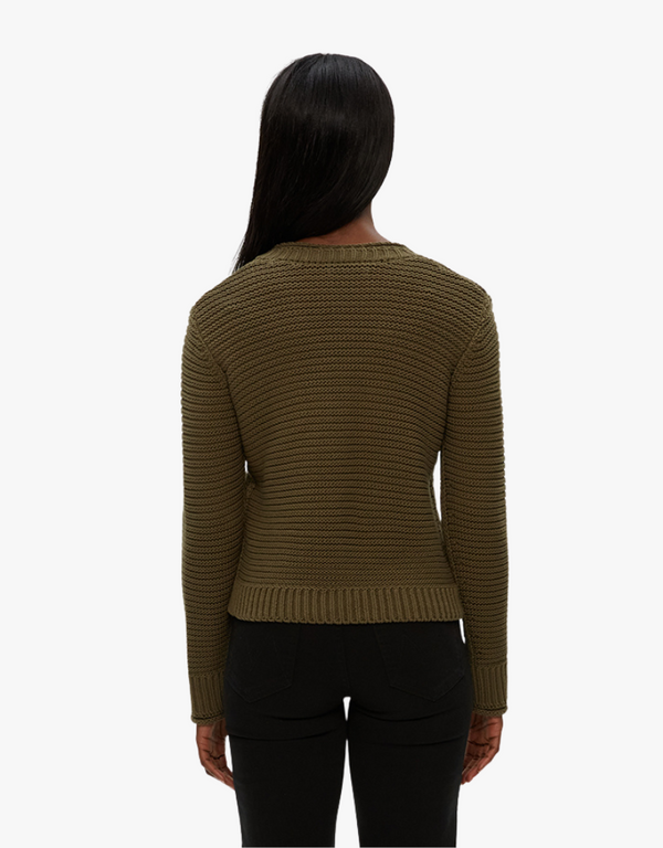 LINDA V-NECK PULLOVER - OLIVE