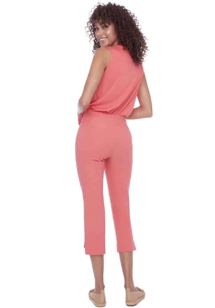 INVERTED CUFF TECHNO CROP PANT - CORAL