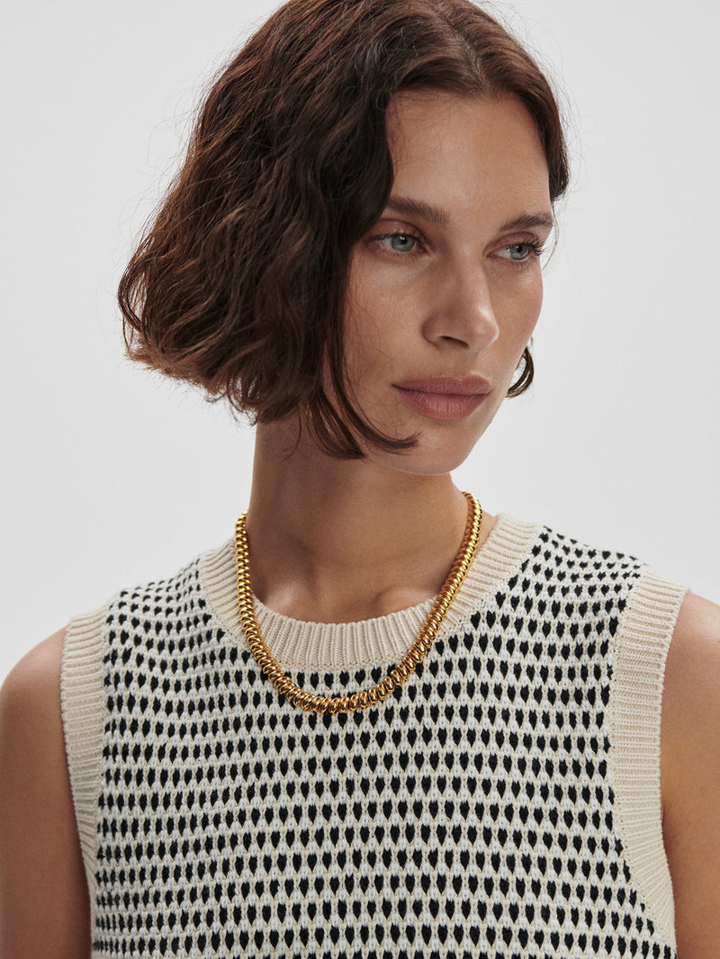 KNOWLES TEXTURED KNIT VEST - BIRCH