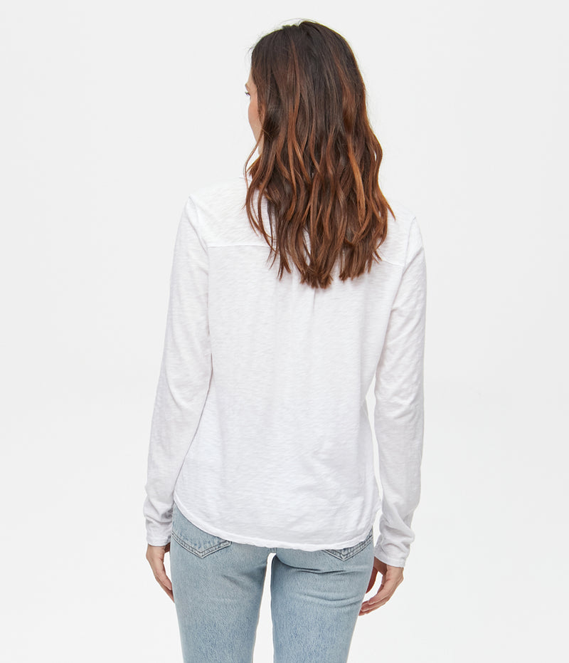 AYLA BUTTON DOWN KNIT SHIRT - WHITE
