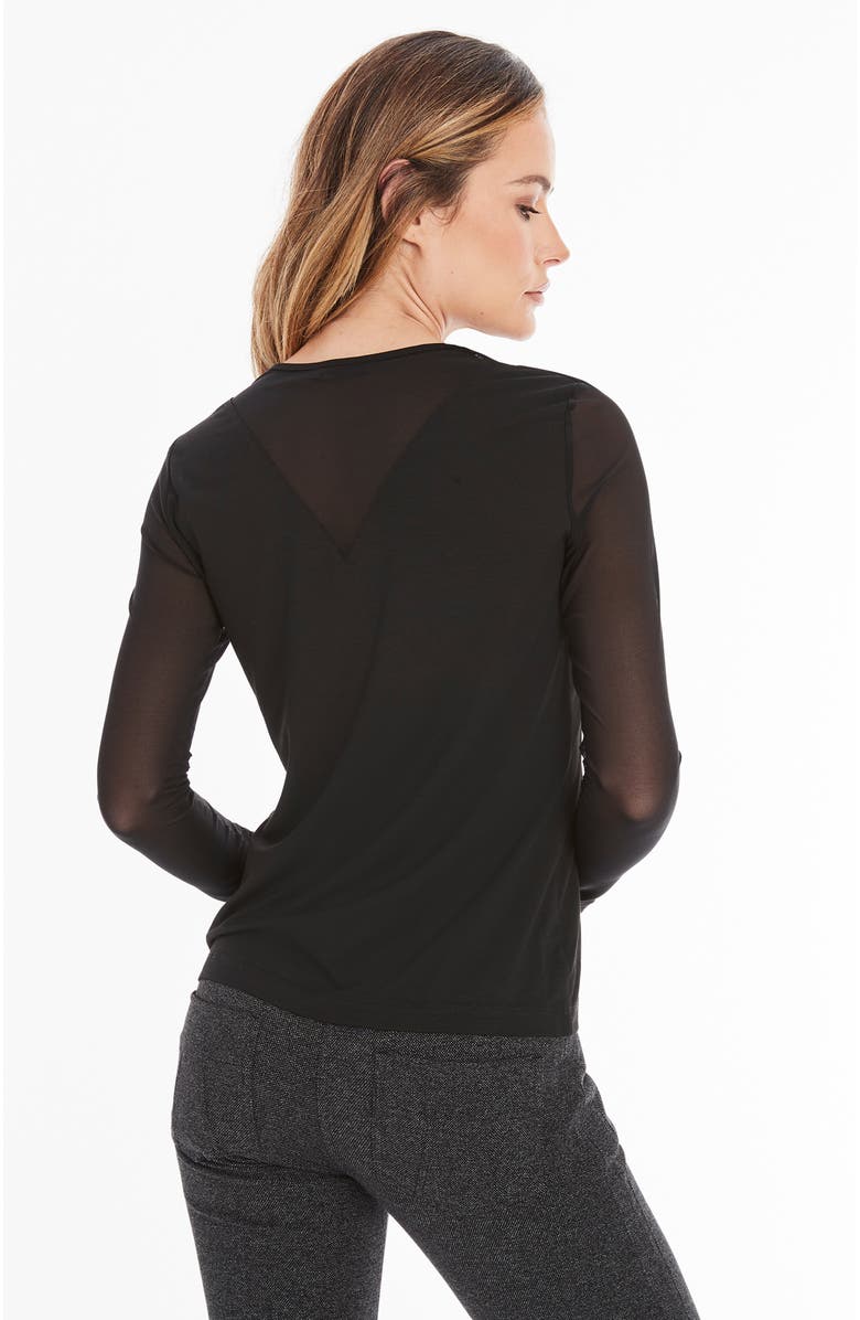 KIM MESH SLEEVE TOP - BLK