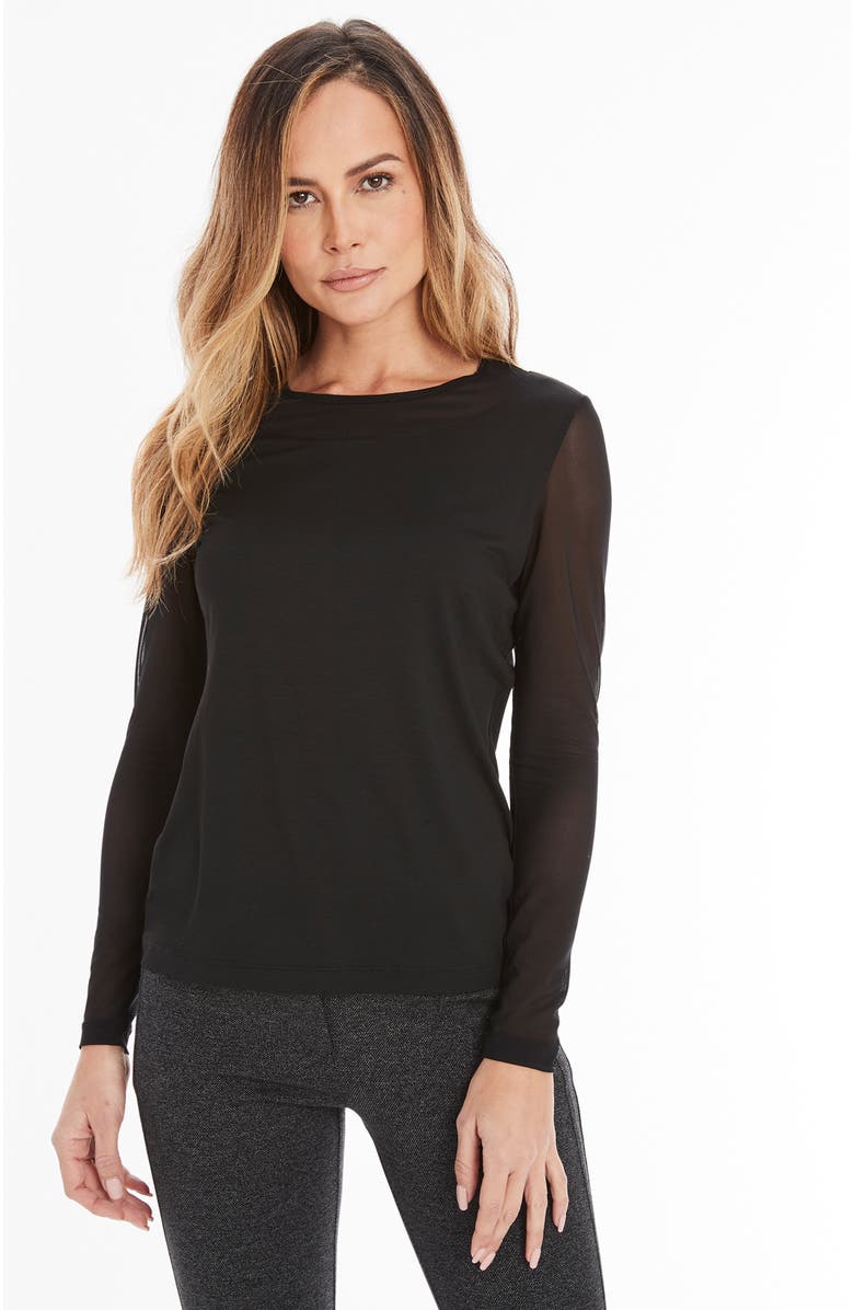 KIM MESH SLEEVE TOP - BLK