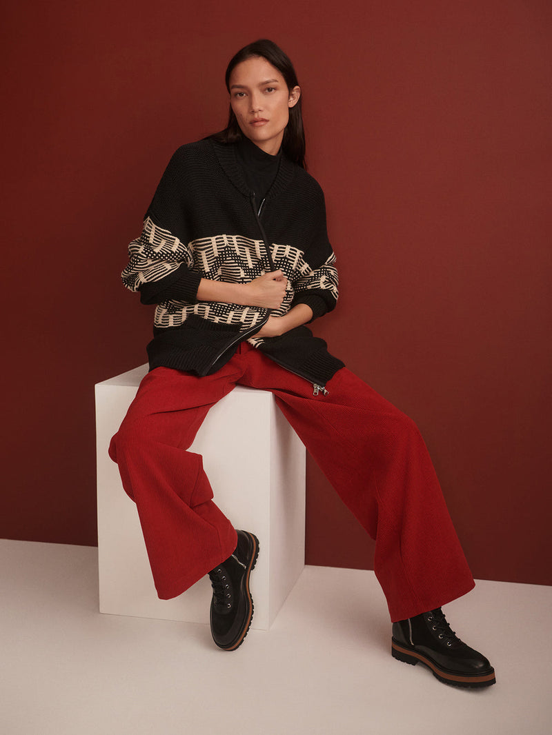 LINNEA FAIRISLE KNIT JKT - BLK