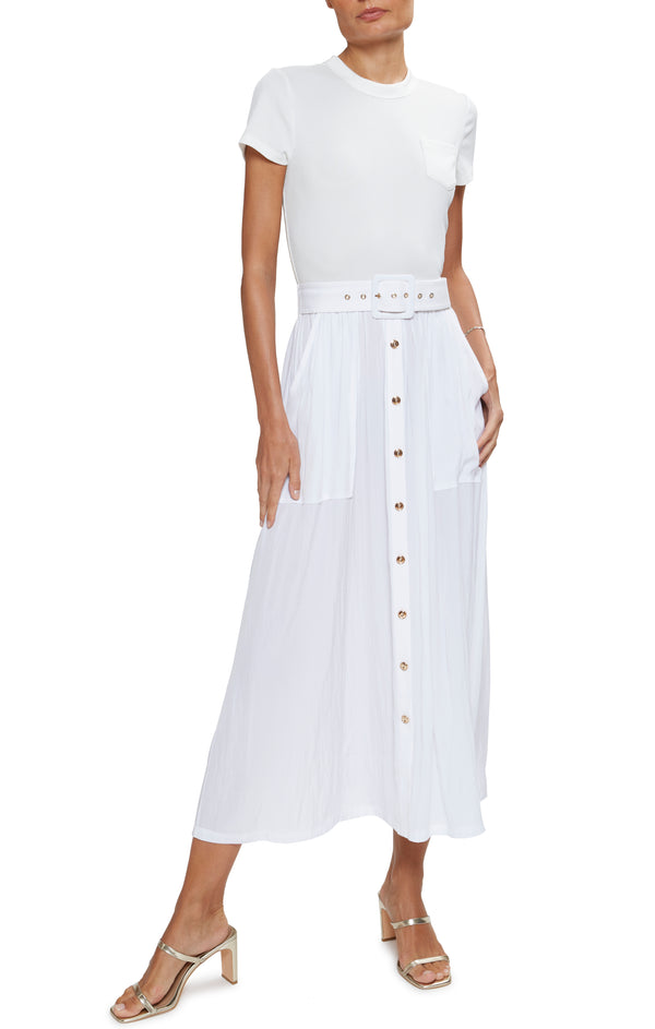 SYLVIE COMBO RIBBED MIDI DRESS