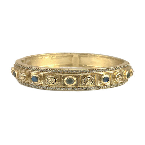 GOLD BELA SM OVAL LABRADORITE & COIN BANGLE