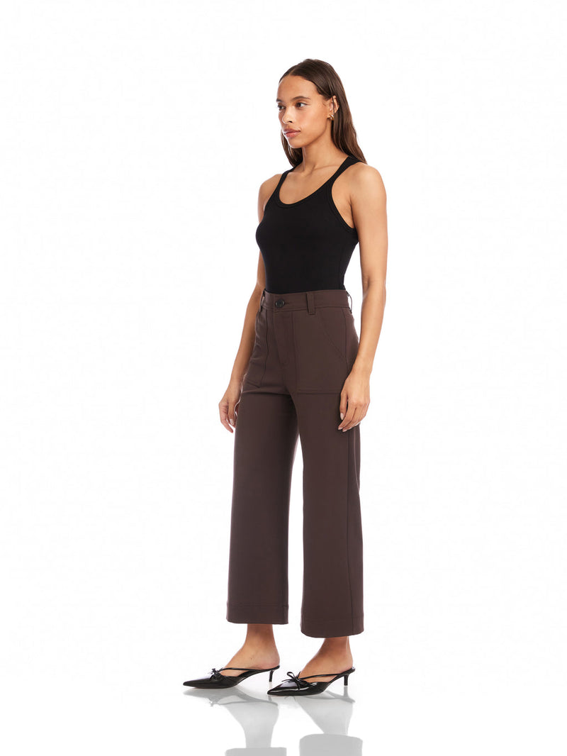 RYLEE CROPPED PANTS - BROWN