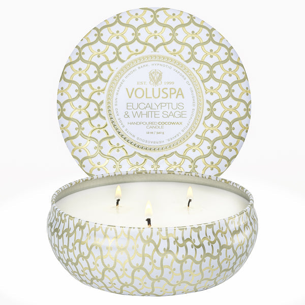 EUCALYPTUS & WHITE SAGE 3 WICK TIN CANDLE