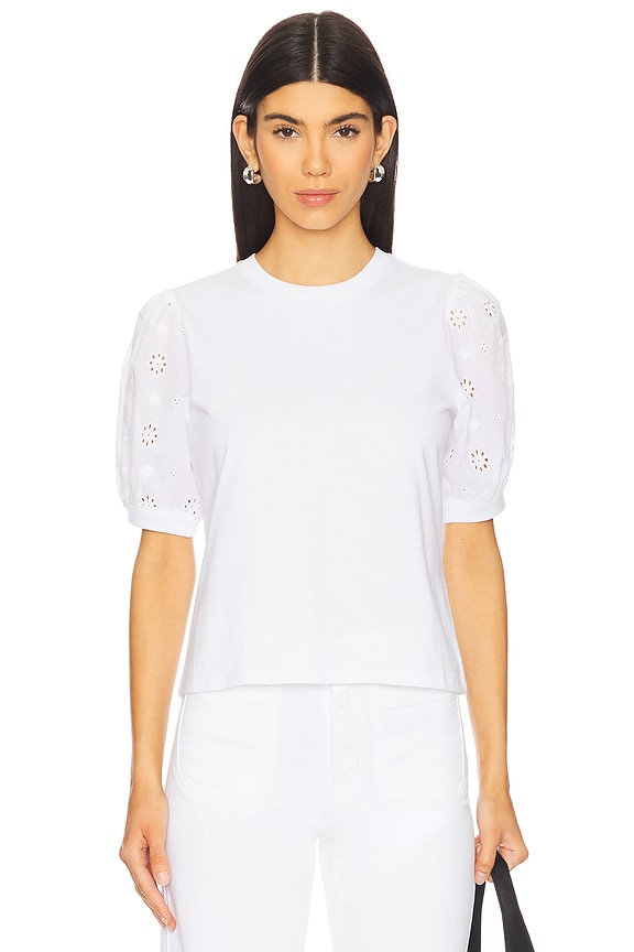 LACE SLEEVE TEE - WHITE
