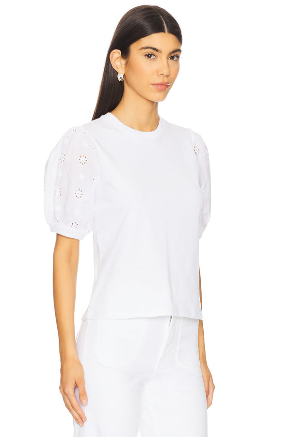 LACE SLEEVE TEE - WHITE