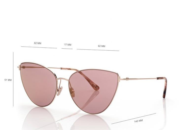 TOM FORD - ANAIS - SHINY ROSE GOLD - W/PINK FLASH GOLD LENSES