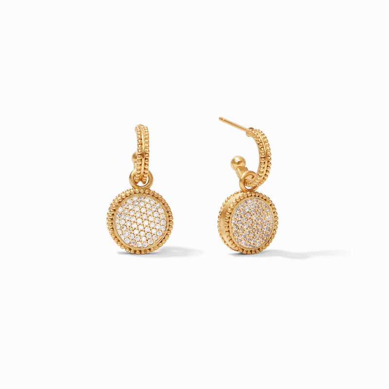 FLEUR-DE-LIS HOOP & CHARM EARRING - CZ