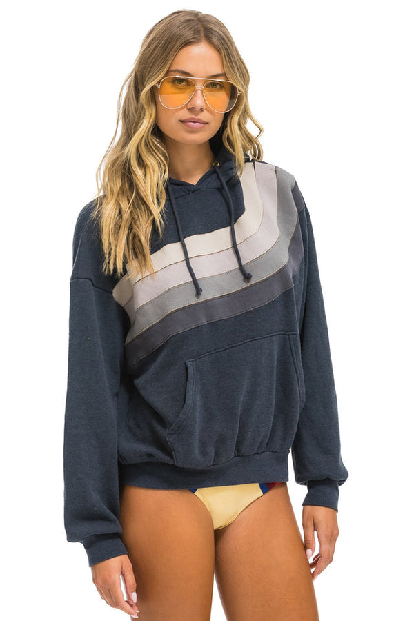 WAVE STRIPE 4 PULLOVER HOODIE RELAXED - CHAR