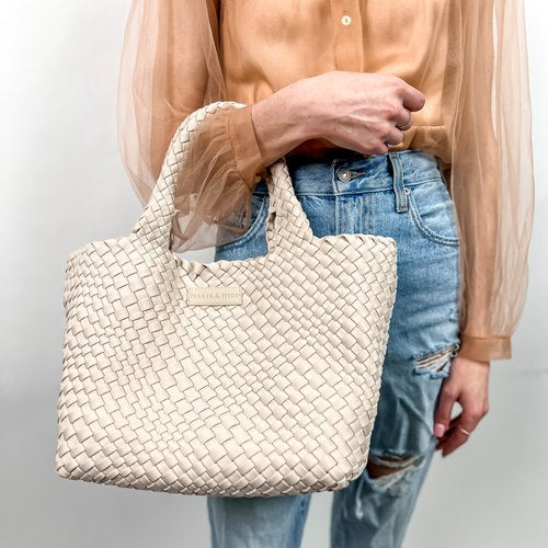 BONE WOVEN TOTE