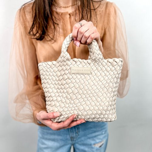 BONE WOVEN MINI TOTE