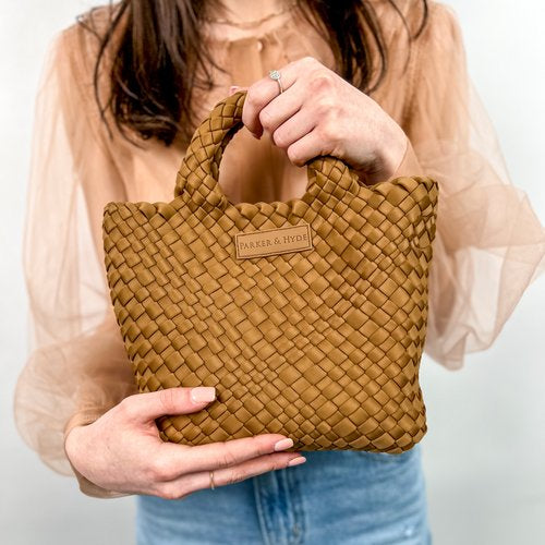 CAMEL WOVEN MINI TOTE