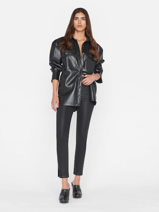 JET SET SKINNY CROP SLIT - NOIR COATED