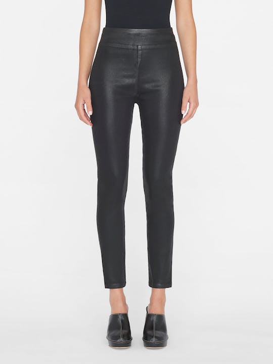 JET SET SKINNY CROP SLIT - NOIR COATED