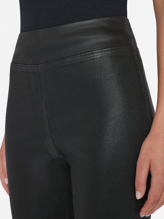 JET SET SKINNY CROP SLIT - NOIR COATED