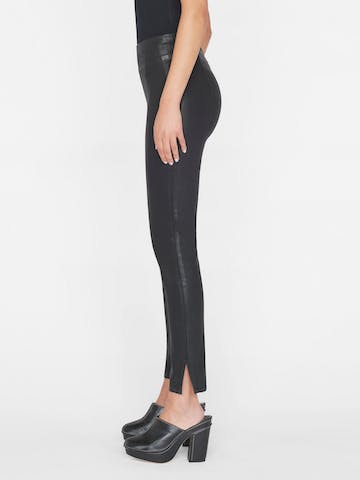 JET SET SKINNY CROP SLIT - NOIR COATED