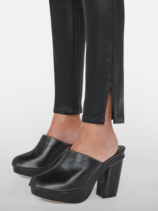 JET SET SKINNY CROP SLIT - NOIR COATED