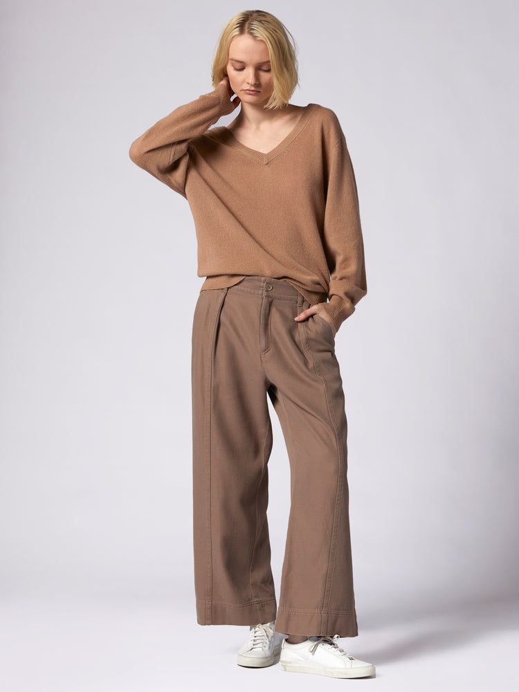 LILOU V NECK CASHMERE - CAMEL