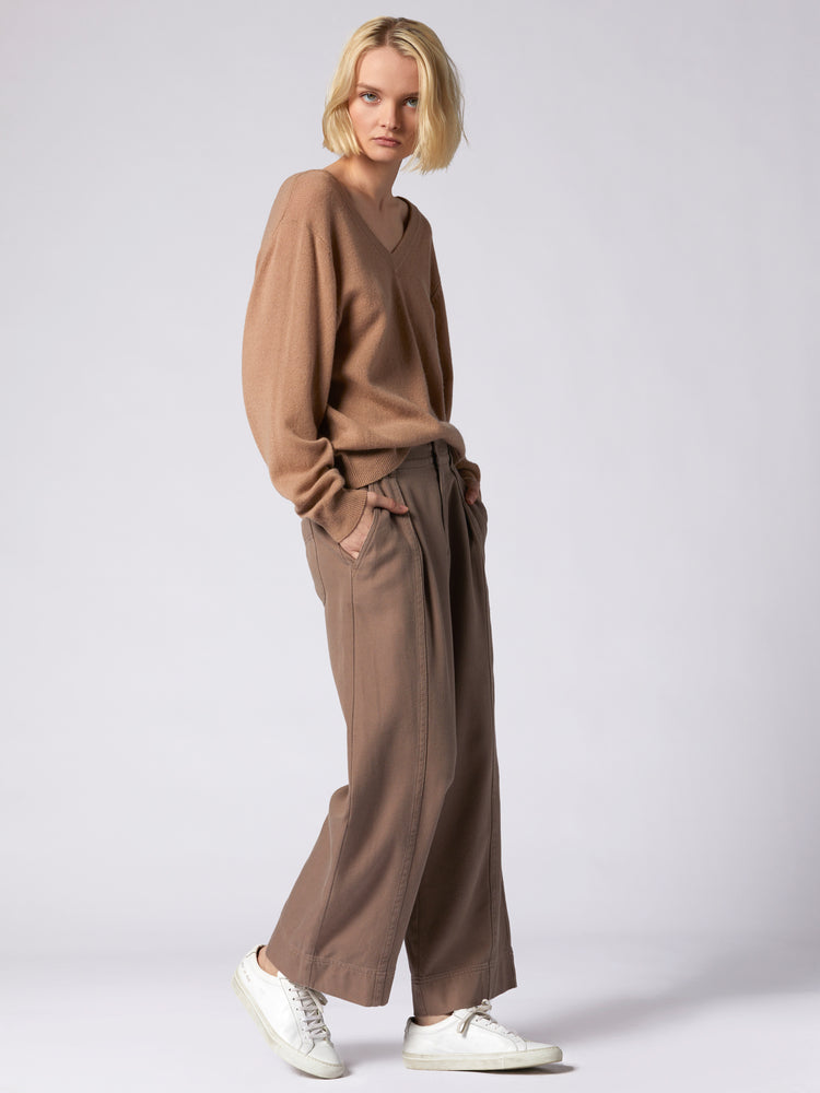 LILOU V NECK CASHMERE - CAMEL