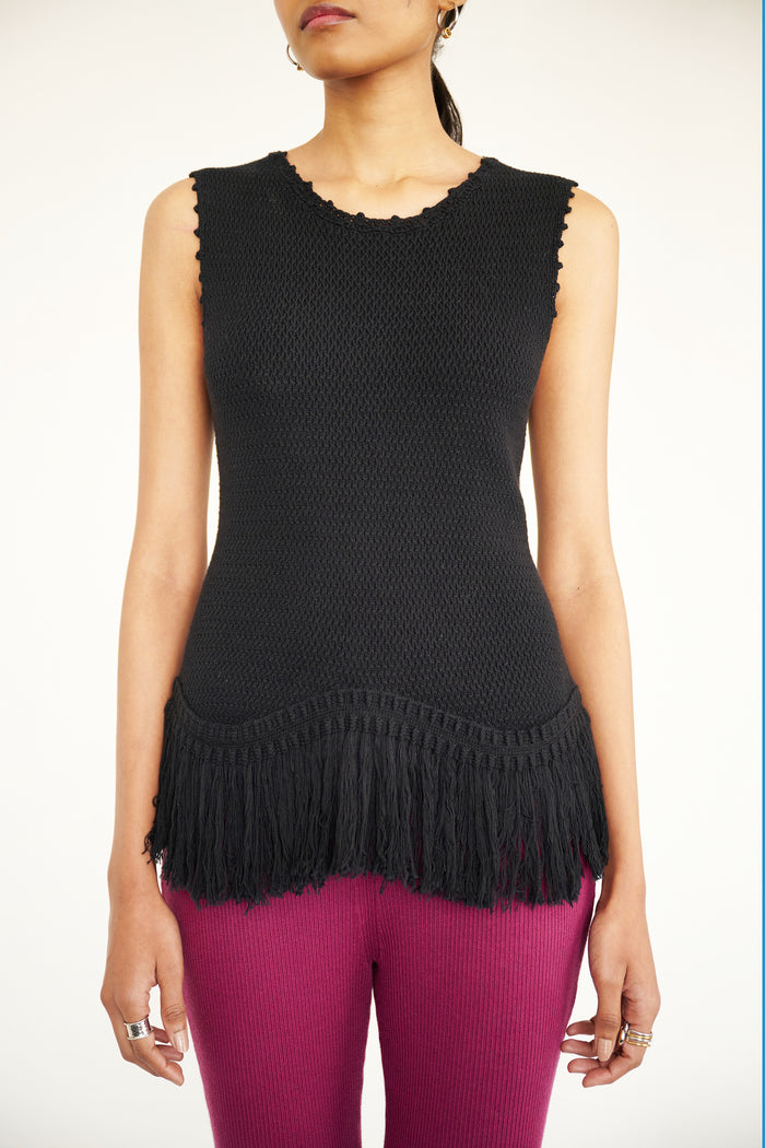LUZIA FRINGE TANK - BLACK