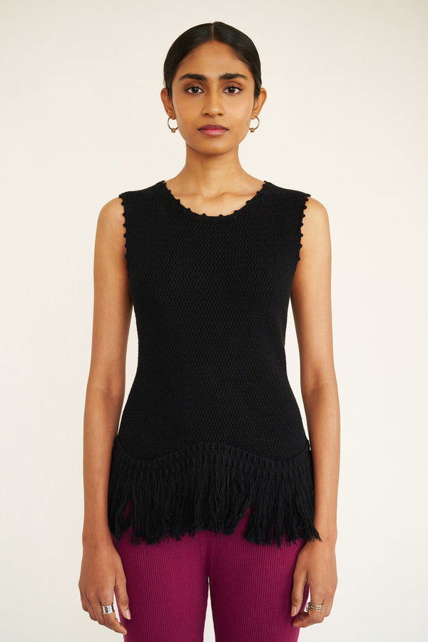 LUZIA FRINGE TANK - BLACK